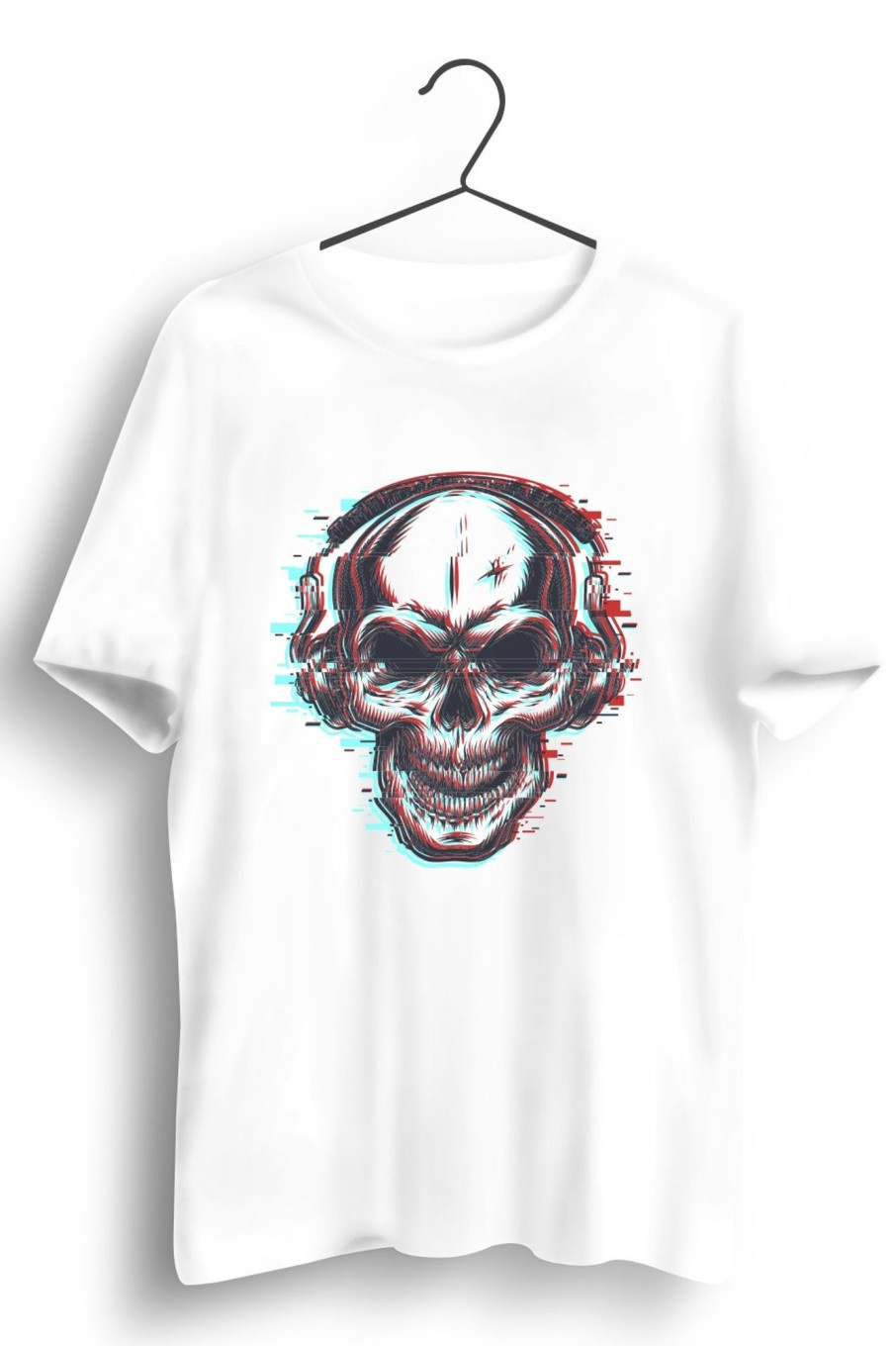 Men Styched | Skull Music Trance Graphic Printed White Tshirt