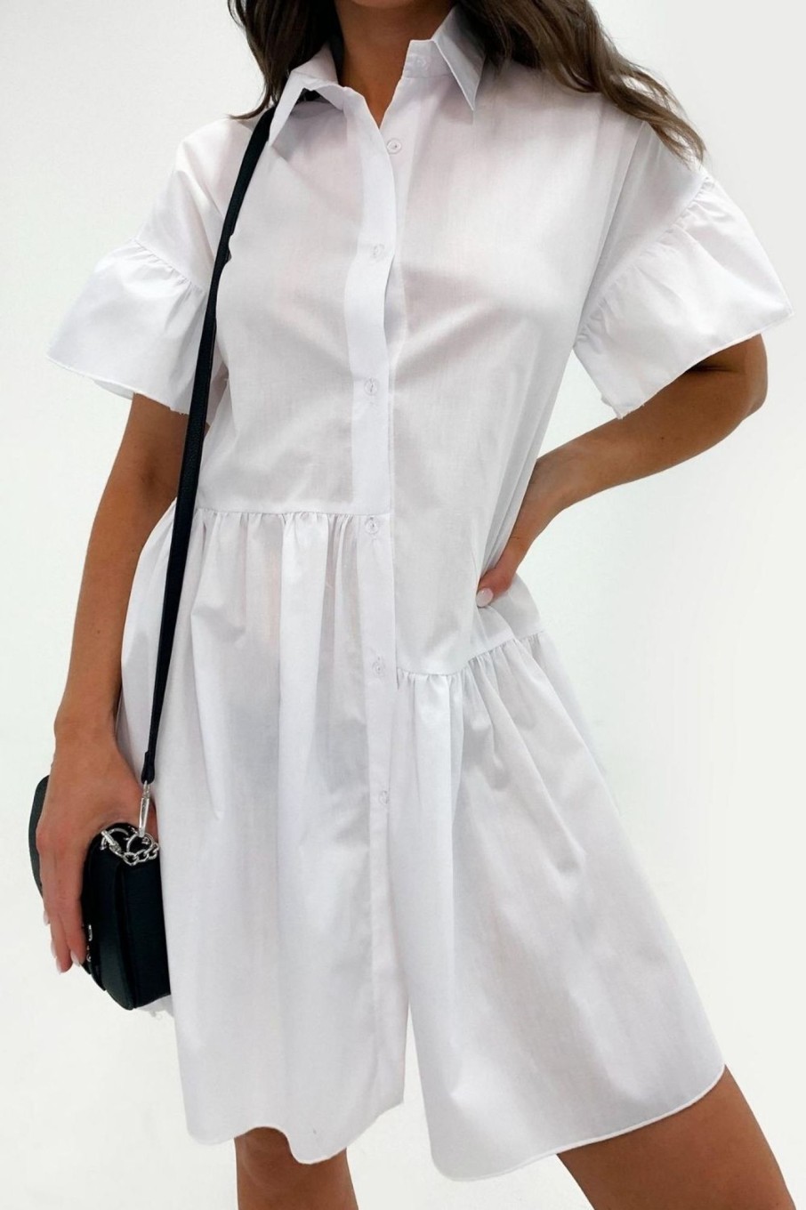 Women Styched Fashion | White Collar Slim Dress