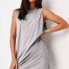 Women Styched Fashion | Grey Basic Sleeveless Mini Dress