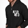 Men Styched Fashion | Never Mind - Full Zip Premium Hoodies Black No Threads