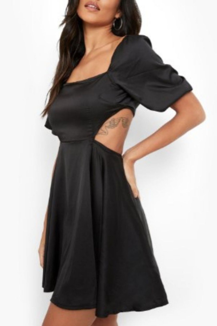 Women Styched Fashion | Cut Out Back Puff Sleeve Dress