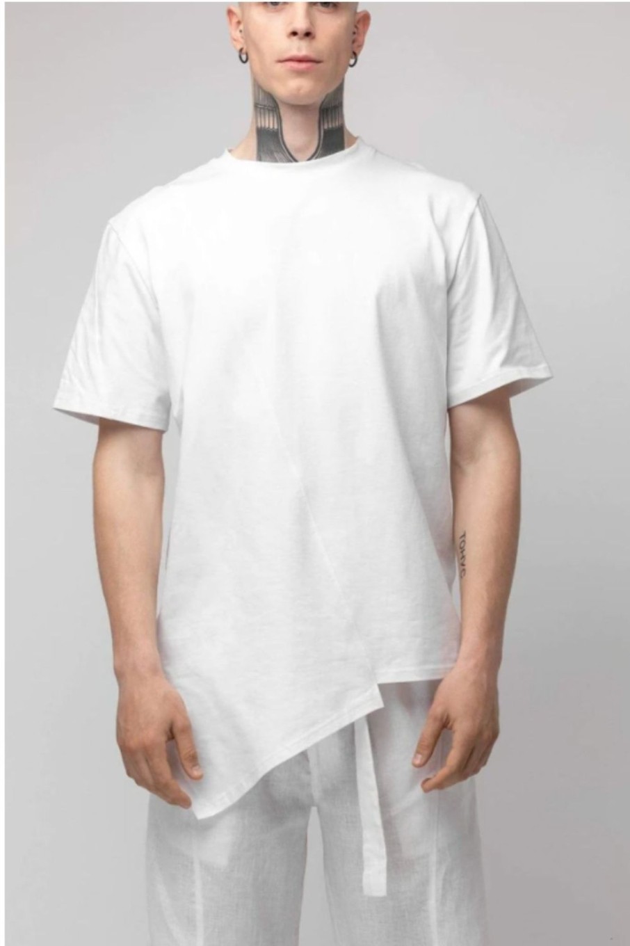 Men Styched Fashion | Asymmetric T-Shirt White