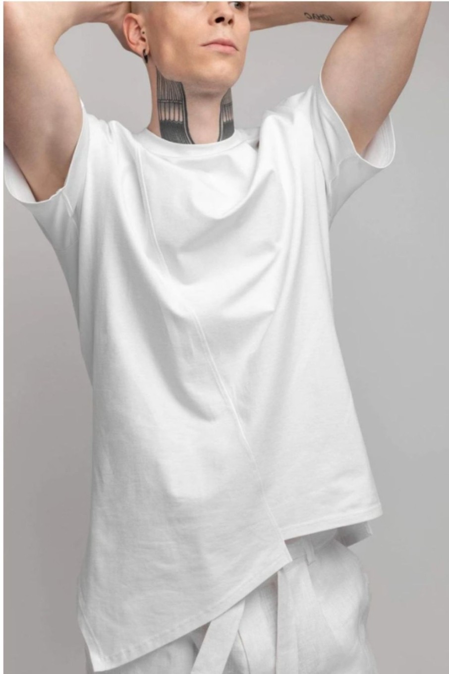 Men Styched Fashion | Asymmetric T-Shirt White