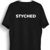 Men Styched | Styched Font Black Tshirt