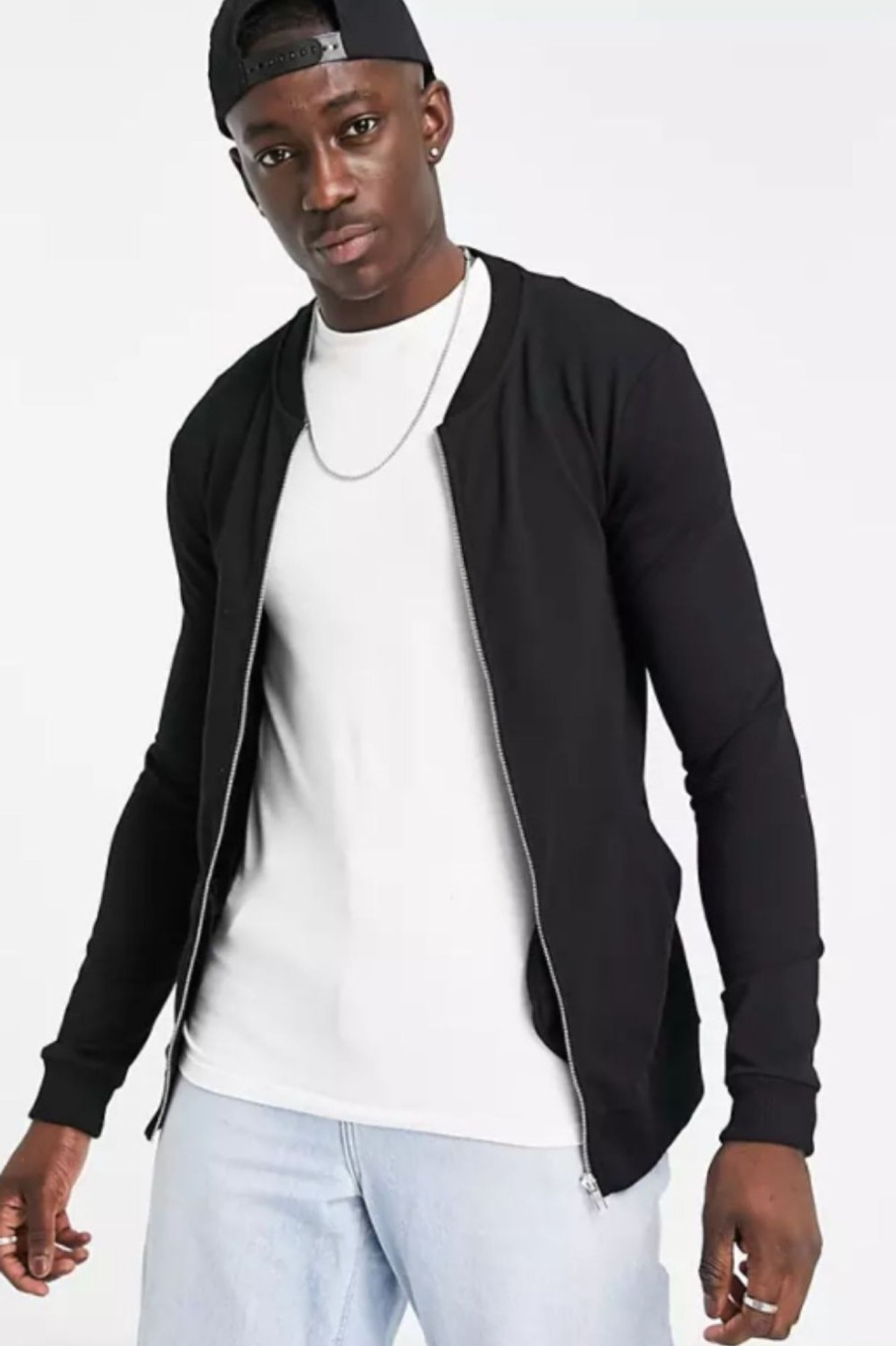 Men Styched Fashion | Front Zip With Crew Neck Jacket