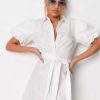 Women Styched Fashion | Balloon Sleeve Tie Waist Shirt Dress