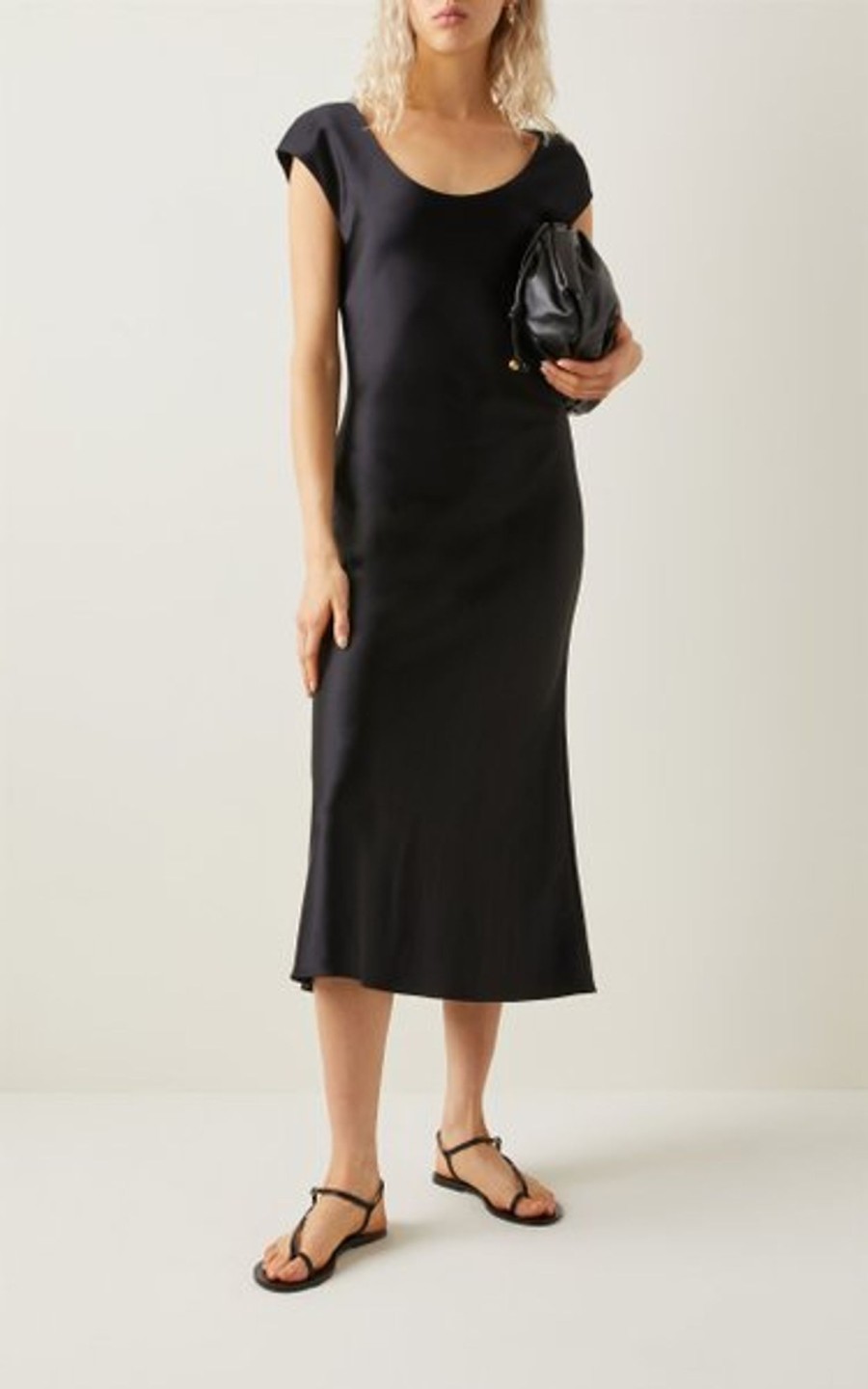 Women Styched Fashion | Black Bias Cut Satin Dress