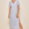 Women Styched Fashion | Split Hem Grey Tee Dress