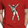 Men Styched Fashion | Astronaut Dancing - Cool Graphic Round Neck Red T-Shirt