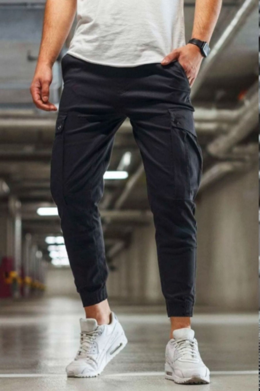 Men Styched Fashion | Flap Pocket Solid Trousers