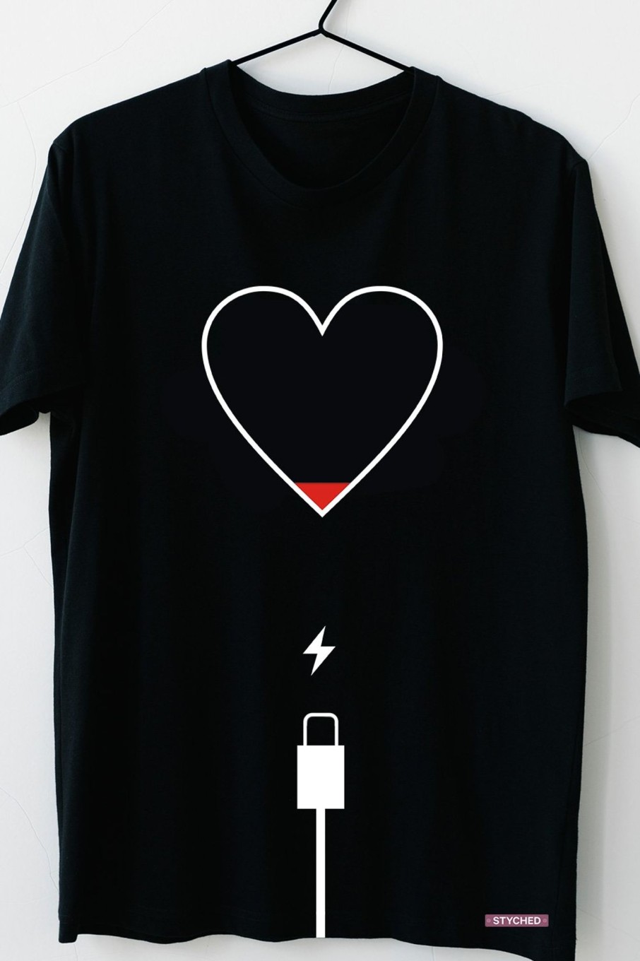 Men Styched Fashion | No Love Left - Heart Charging Exclusive Tee Black