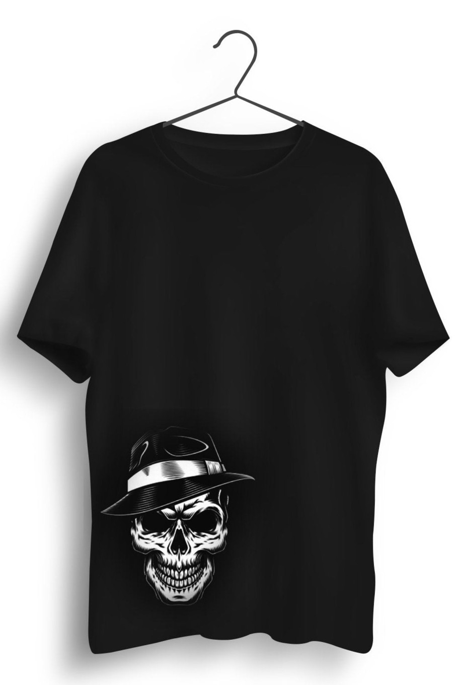 Men Styched | Skull Gangster Asymmetric Printed Black Tshirt