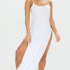 Women Styched Fashion | Long Side Slit White Dress