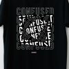 Men Styched Fashion | Confused - Textual Casual Black Tee Round Neck