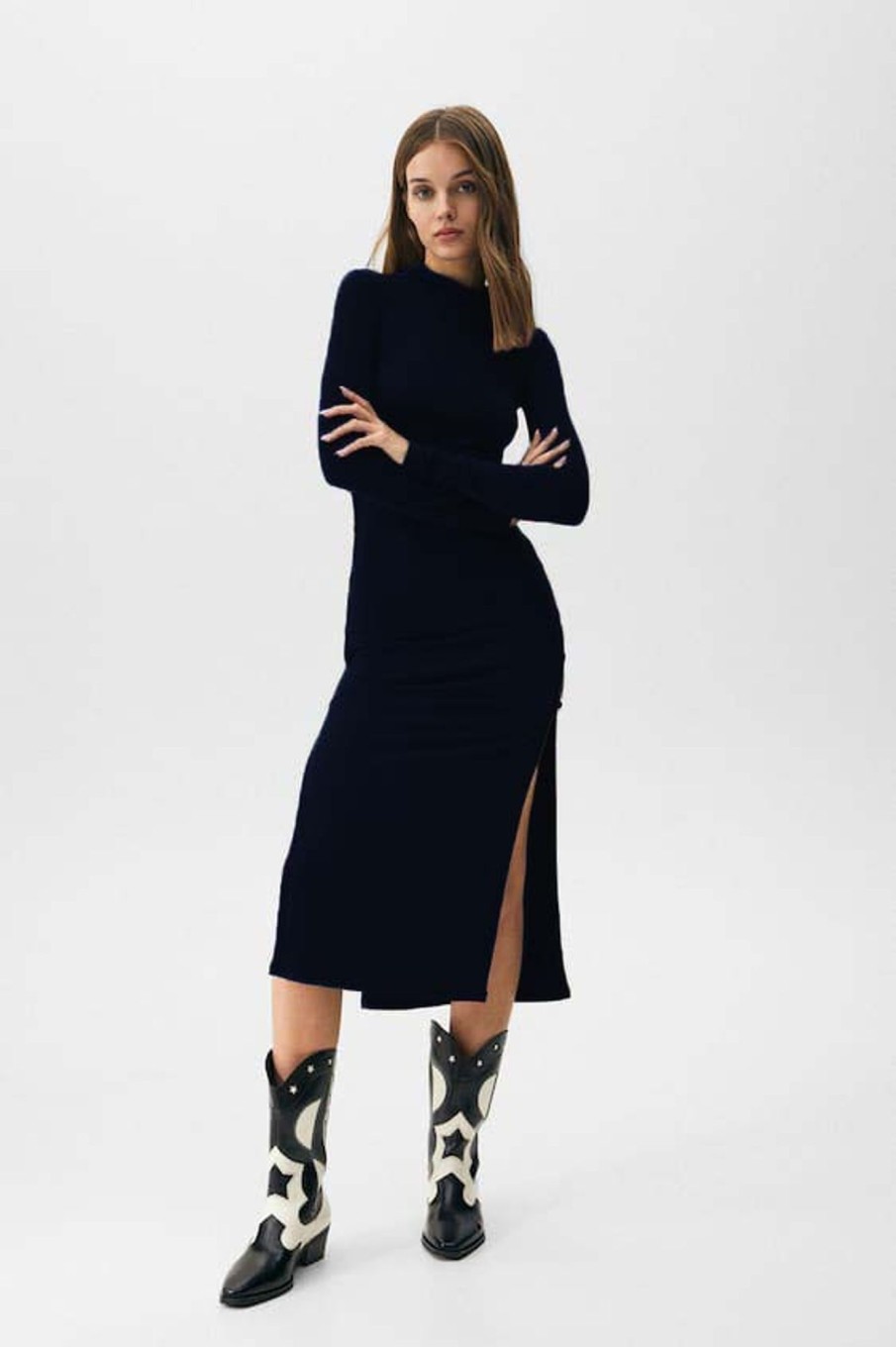 Women Styched Fashion | Black Cut-Out Midi Dress