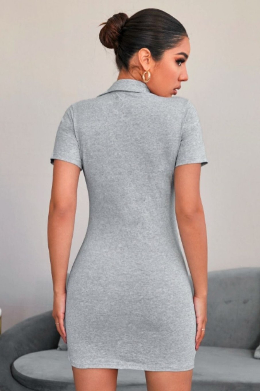 Women Styched Fashion | Collared Mini Bodycon Dress