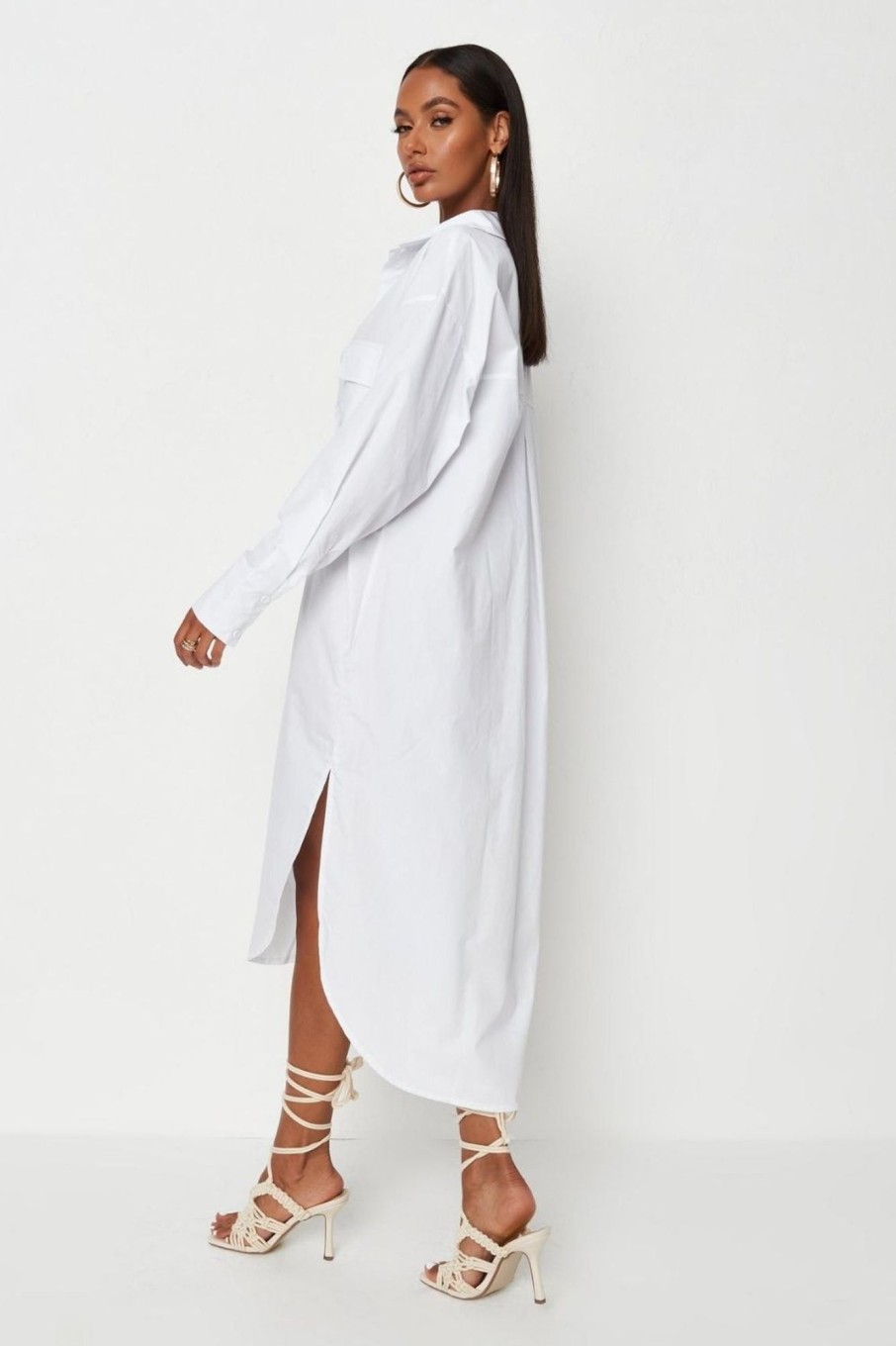 Women Styched Fashion | Boxy Fit White Shirt Dress