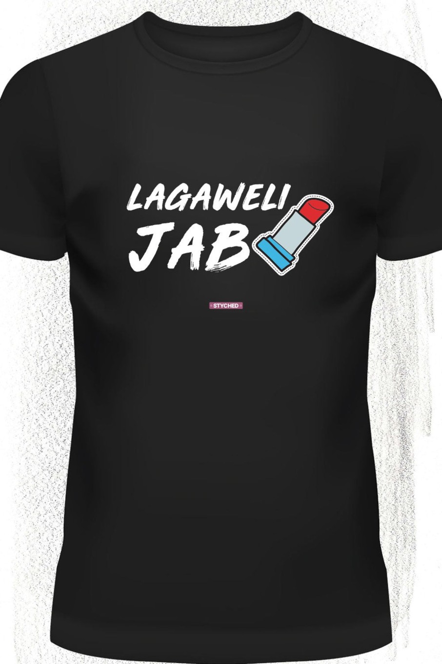 Men Styched Fashion | Lagaweli Jab Lipistick - Quirky Graphic T-Shirt Black Color