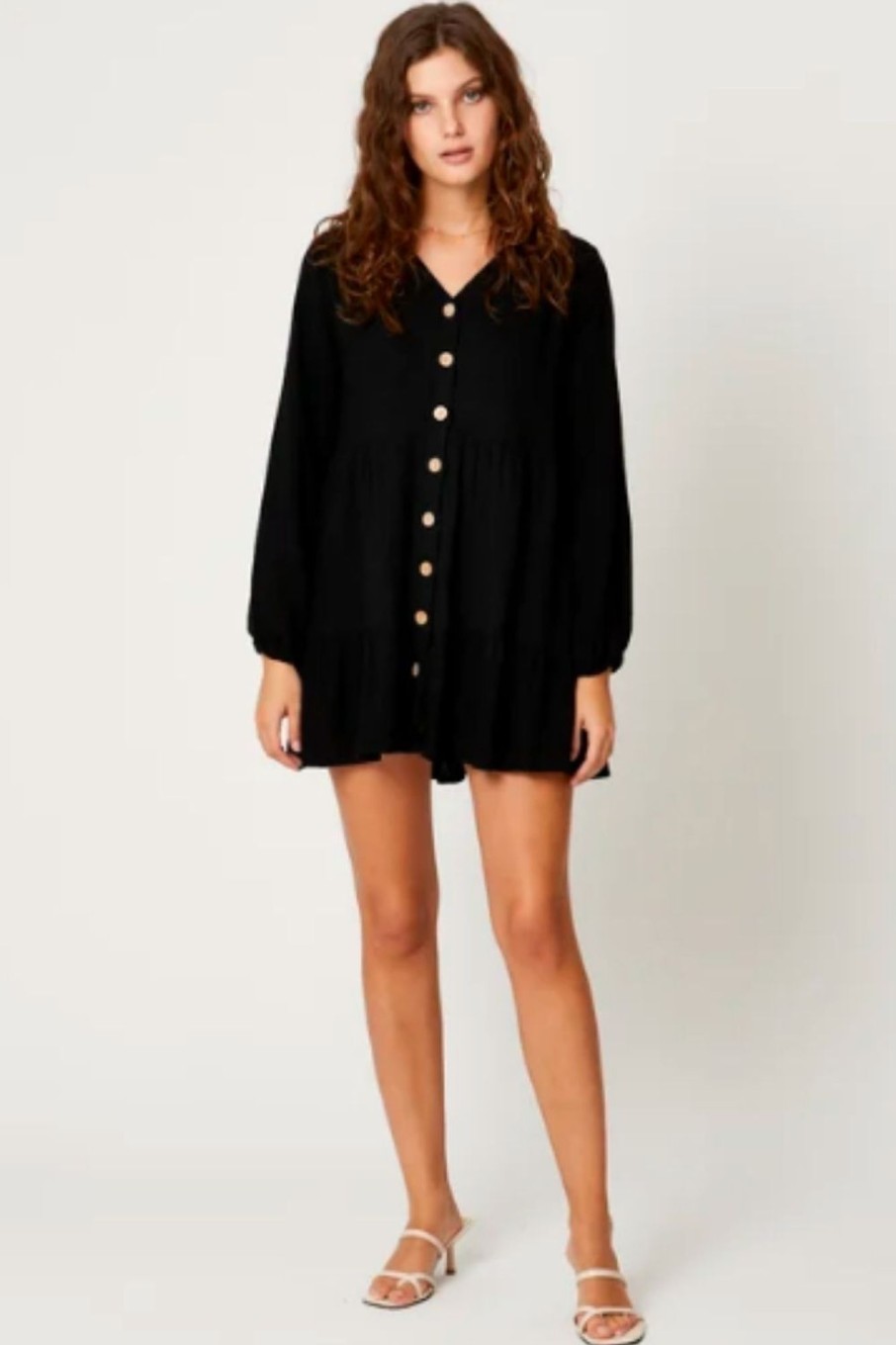 Women Styched Fashion | Long Sleeve Button Down Smock Dress