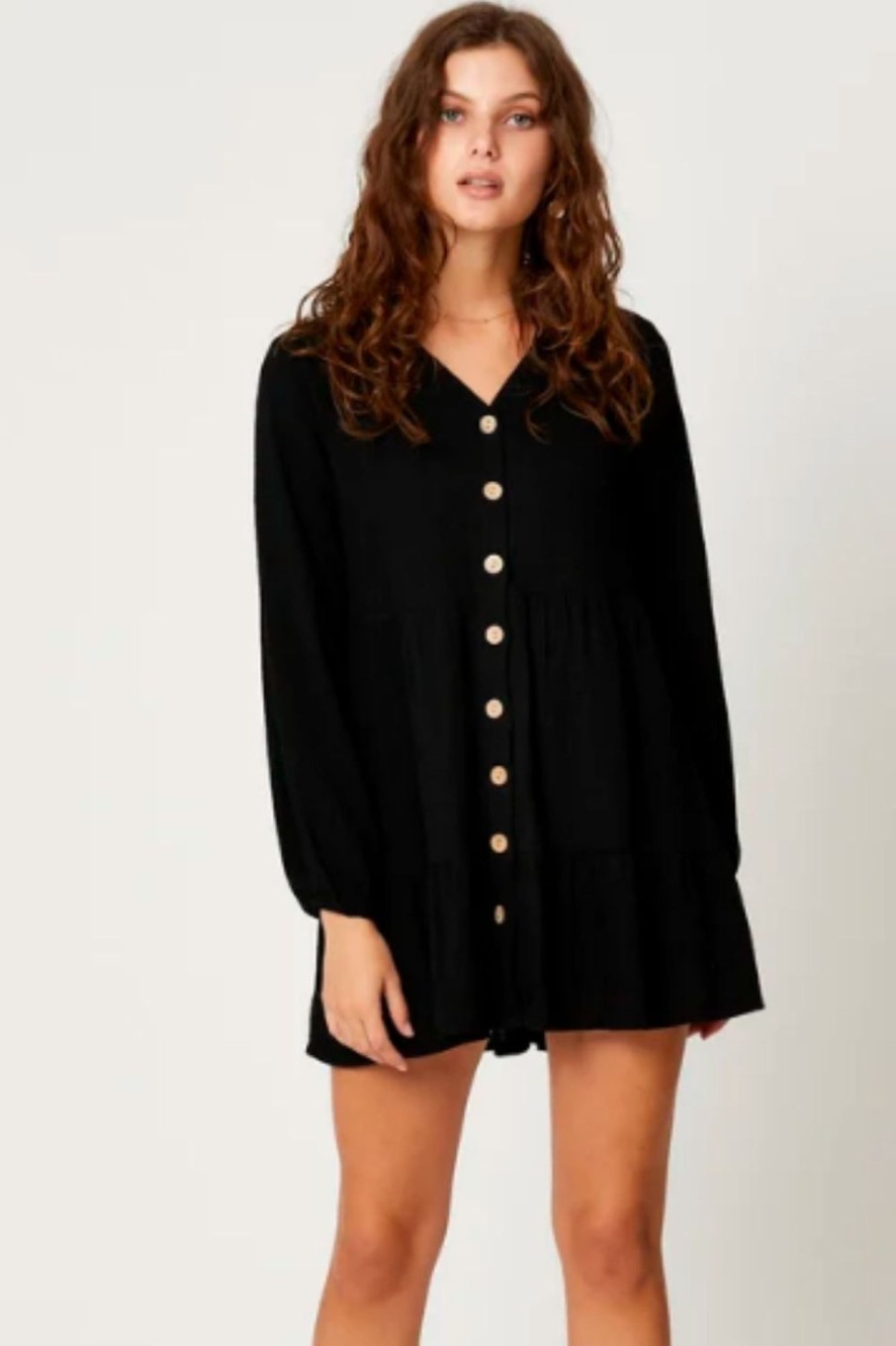 Women Styched Fashion | Long Sleeve Button Down Smock Dress