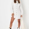 Women Styched Fashion | White Collar Full Sleeves Mini Dress