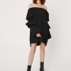 Women Styched Fashion | Pleated Puff Sleeve Bardot Mini Dress