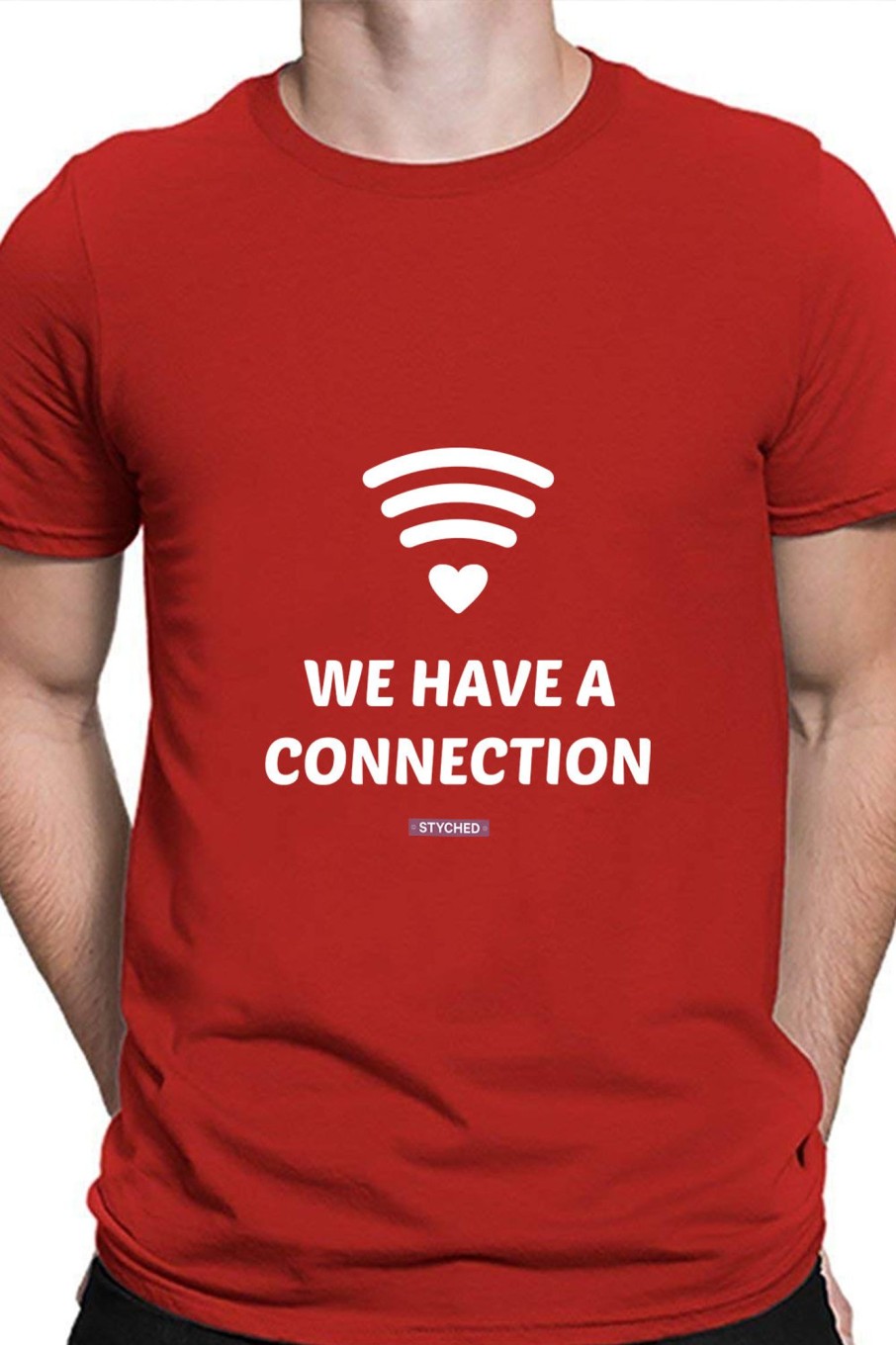 Men Styched Fashion | We Have A Connection - Funny Red Graphic Tee