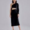 Women Styched Fashion | Black Palace Midi Dress