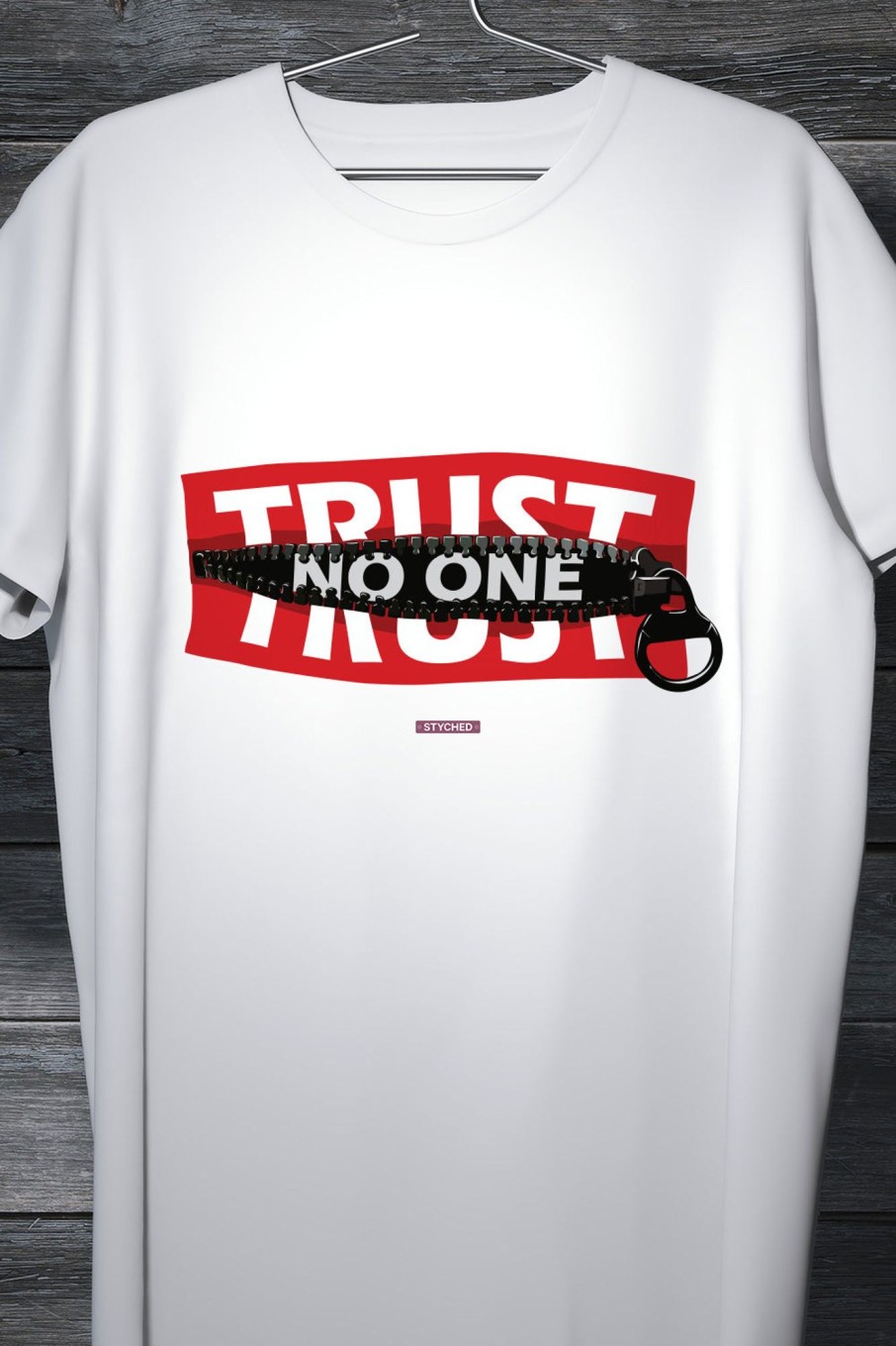 Men Styched Fashion | Trust No One - Graphic Printed White T Shirt