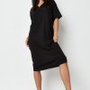 Women Styched Fashion | Collared Boxy Basic Midi Dress