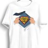 Men Styched | Super Dad Graphic Printed White Tshirt