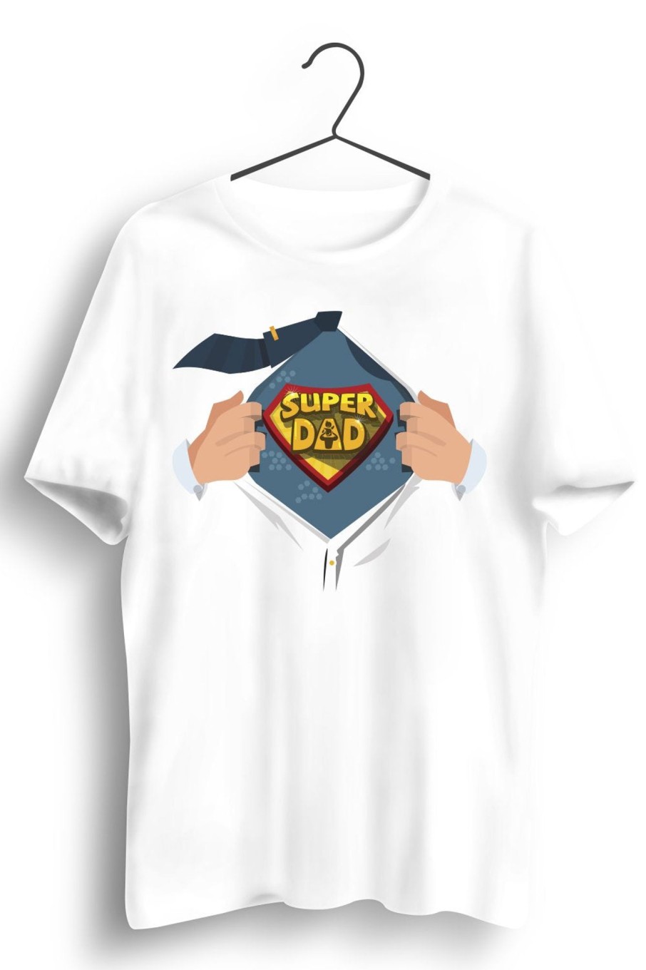 Men Styched | Super Dad Graphic Printed White Tshirt