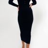 Women Styched Fashion | Midi Bodycon Black Dress