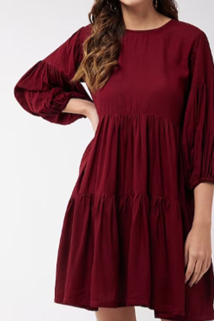 Women Styched Fashion | Ambrosia Maroon Dress