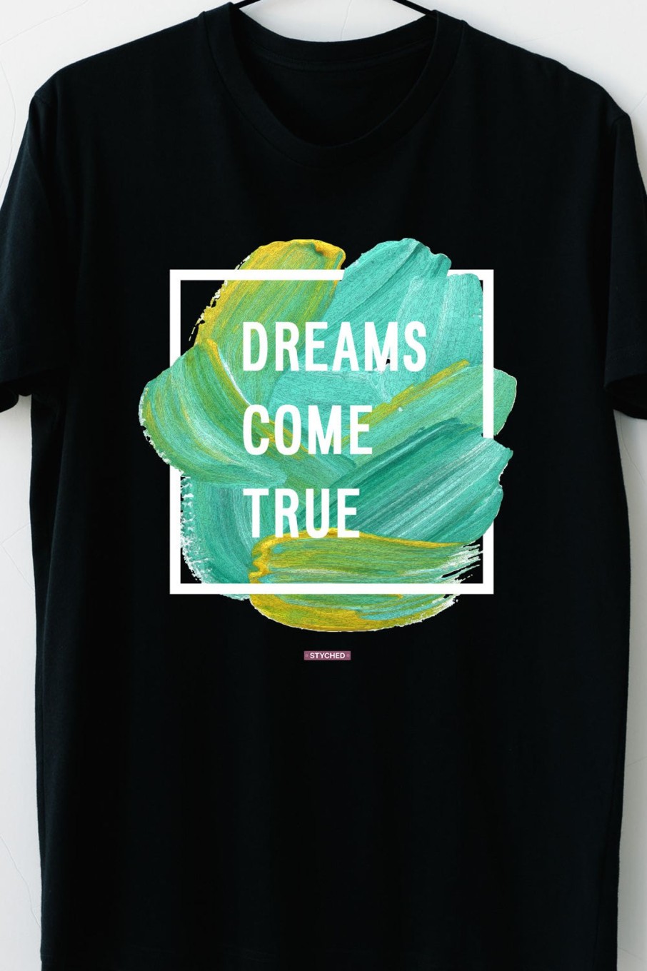 Men Styched Fashion | Dreams Come True- Inspirational Black Round Neck Casual Tshirt