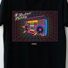 Men Styched Fashion | Retro Party - Multi Led 80S Fashion Black Printed Graphic Tee