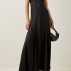 Women Styched Fashion | Black Pleated Maxi Dress