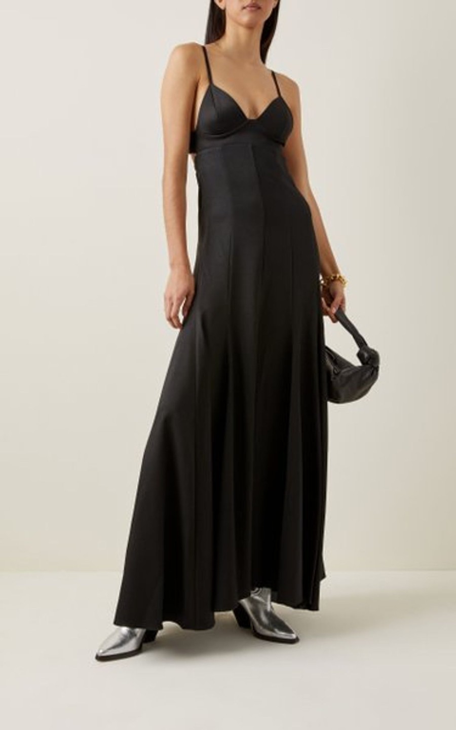 Women Styched Fashion | Black Pleated Maxi Dress