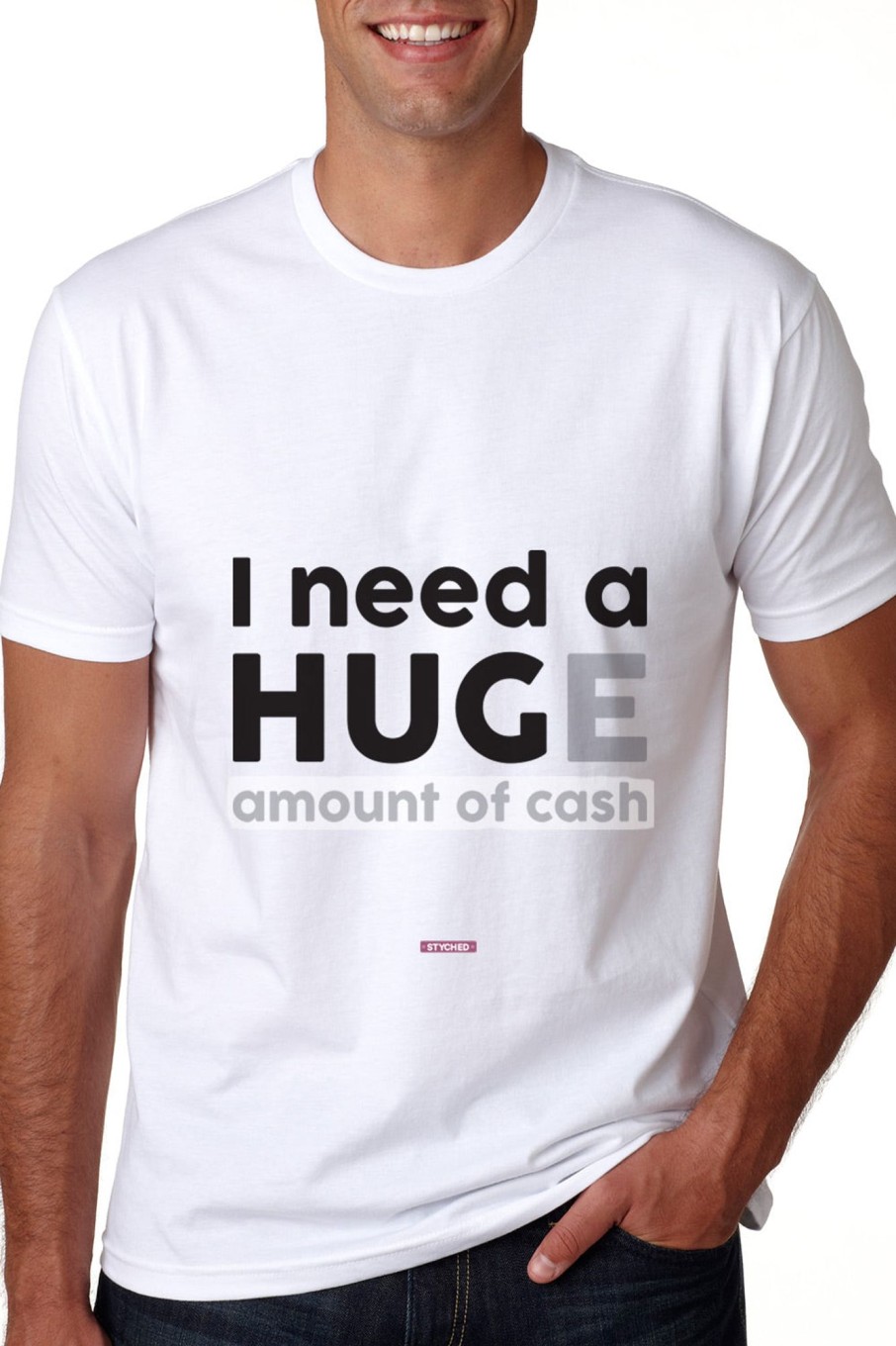 Men Styched Fashion | I Need A Hug - Graphic T-Shirt White Color