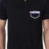 Men Styched Fashion | Black Premium Polo T-Shirt With Fashion Culture Retro Typographic Pocket Print