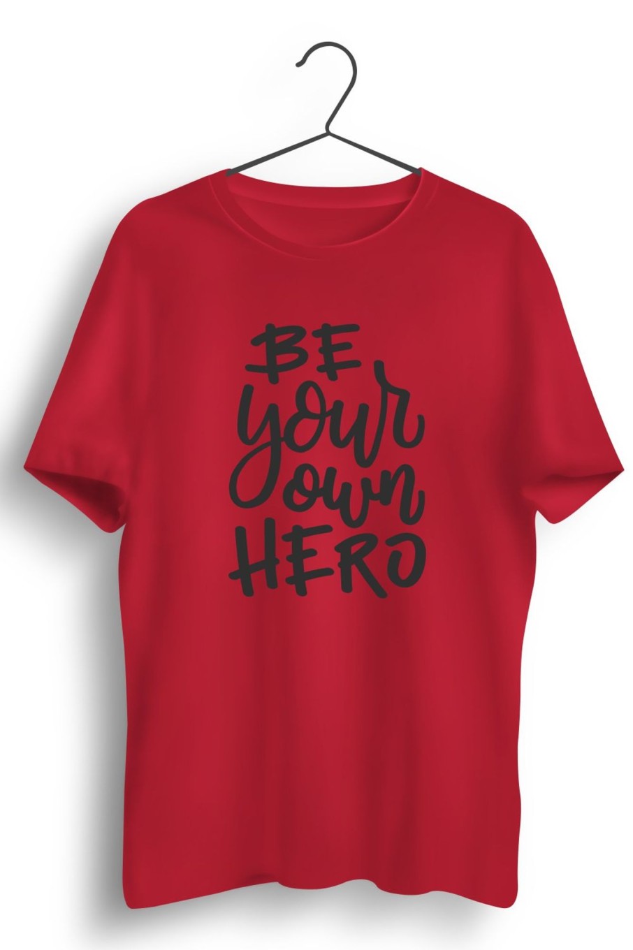 Men Styched | Be Your Own Hero Graphic Printed Red Tshirt