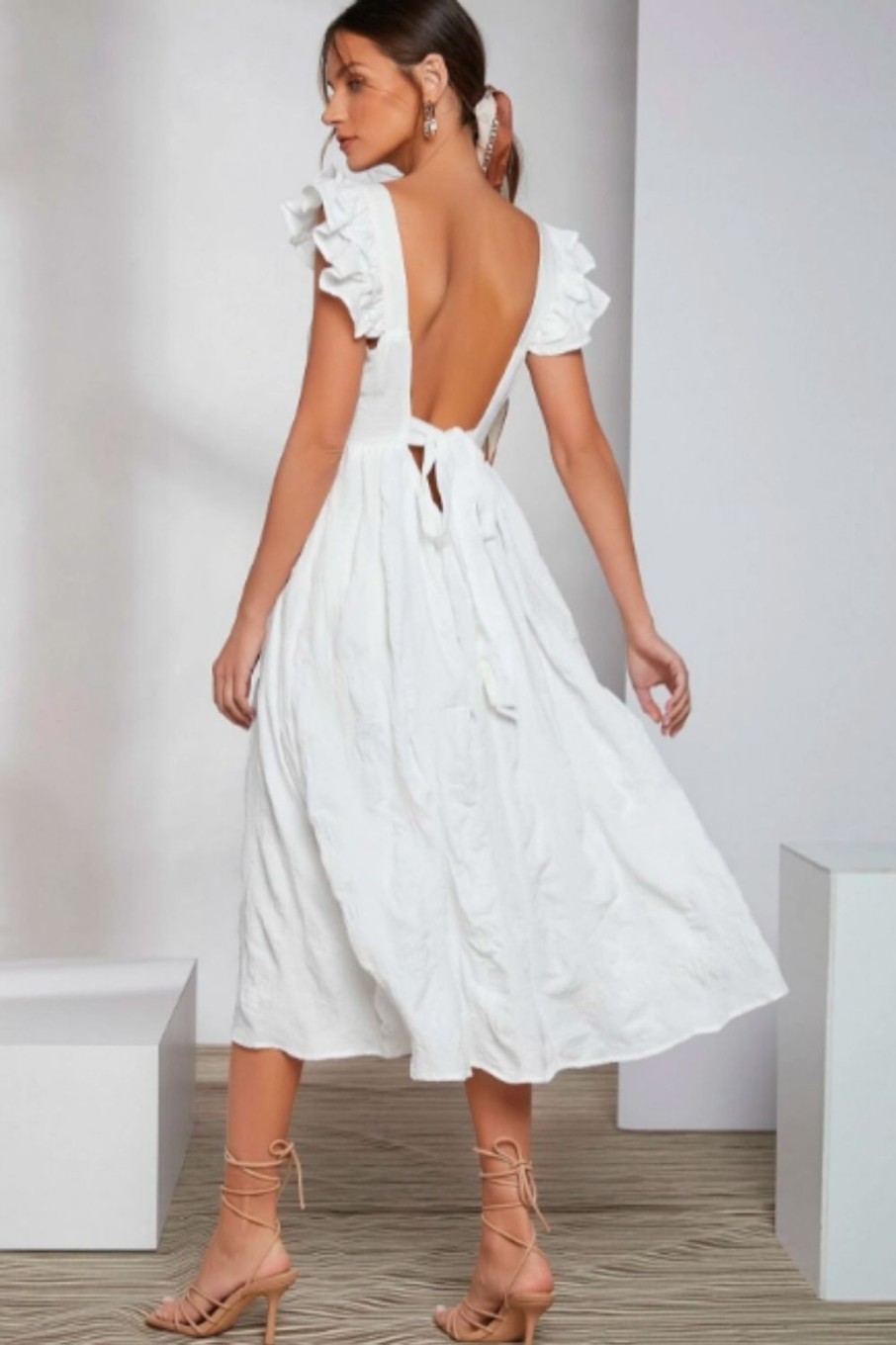 Women Styched Fashion | Tiered Backless Bow Dress