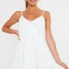 Women Styched Fashion | White Frill Wrap Strappy Mini Dress