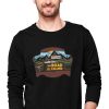 Men Styched Fashion | Road Is Calling - Travel Theme Full Sleeve Graphic Printed Black T-Shirt