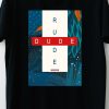 Men Styched Fashion | Rude Dude - Block Printed Contemporary Casual Tshirt Black