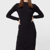 Women Styched Fashion | Ribbed Midi Dress With Slit