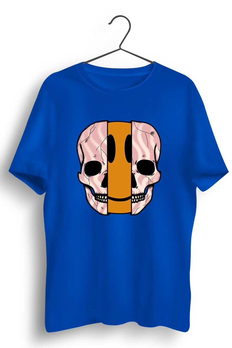 Men Styched Fashion | Dis Skull Graphic Printed Blue Tshirt