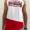 Men Styched Fashion | Trust No One Graphic Printed Asymmetrical Tank Top