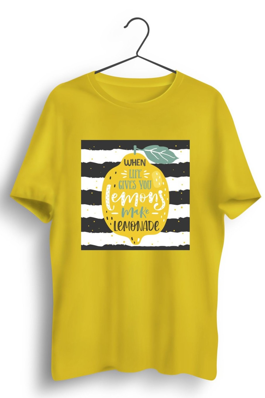 Men Styched | When Life Gives You Lemon Graphic Printed Yellow Tshirt