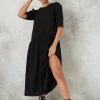 Women Styched Fashion | Round Neck Black Oversized Dress